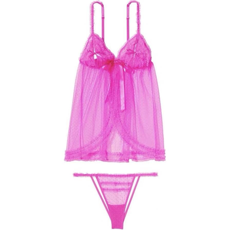 Victoria's Secret Lace Trim V-Neck Set Pink