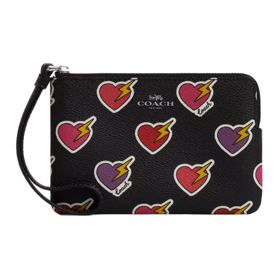 COACH Corner Zip 16 Wristlet Black