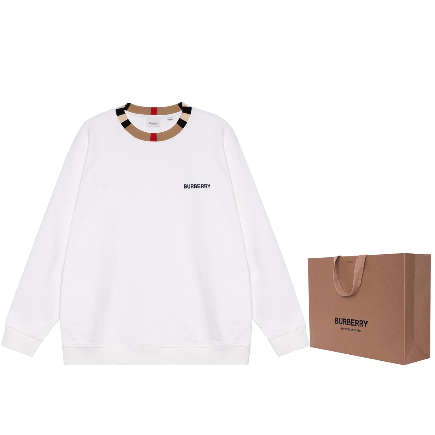 Burberry Logo Print Crewneck Sweatshirt White