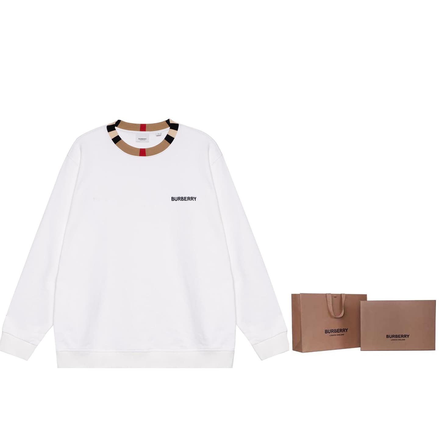 Burberry Logo Print Crewneck Sweatshirt White