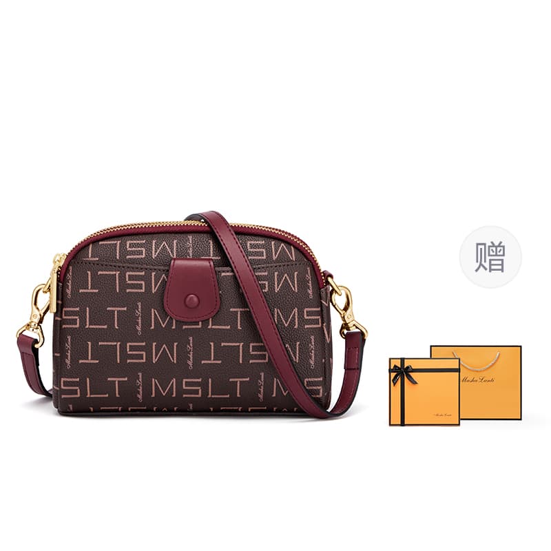 Mashalanti Vintage PVC Crossbody Small Burgundy