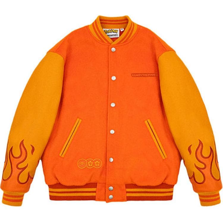 Vandy The Pink x Pokemon Charizard Embroidered Baseball Jacket Orange