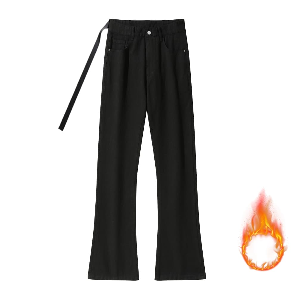 AMBER LIGHT Vintage Washed Loose Straight Jeans Black