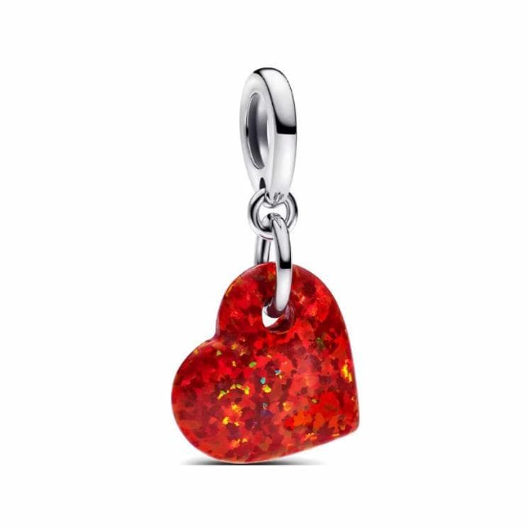 Pandora Shiny Heart Pendant 925 Silver Red