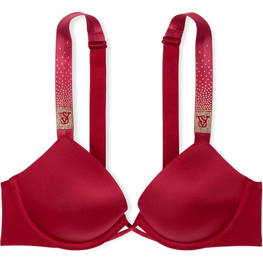 Victoria's Secret Valentine's Limited Shiny Logo Strap Bra Red