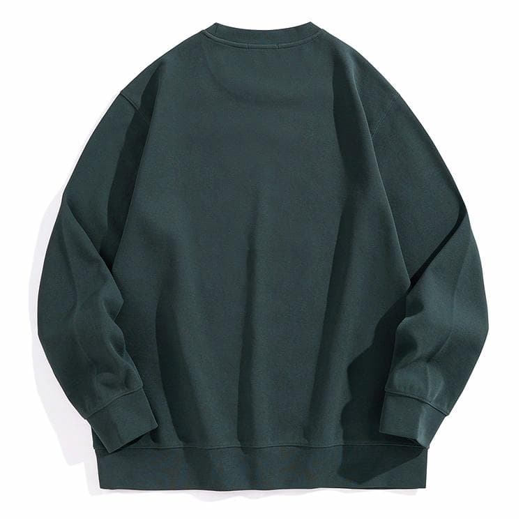 PEACEBIRD MEN Embroidered Crewneck Sweatshirt Dark Green
