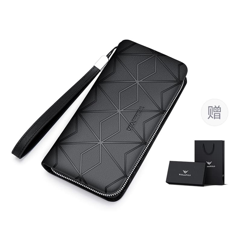 WilliamPOLO Geometric Leather Clutch Black/Blue