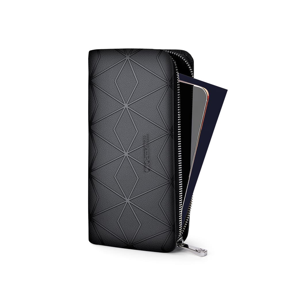 WilliamPOLO Geometric Leather Clutch Black/Blue