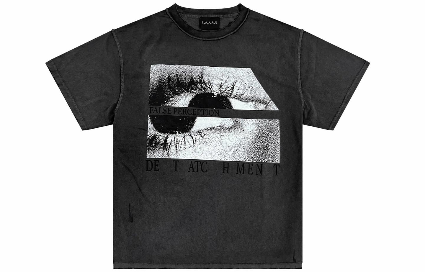 False Perception Distressed Double Eye Tee Black