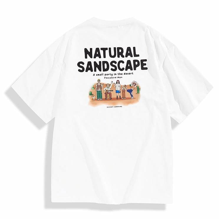 PEACEBIRD MEN Summer Artist Series Colorblock Back Print T-Shirt