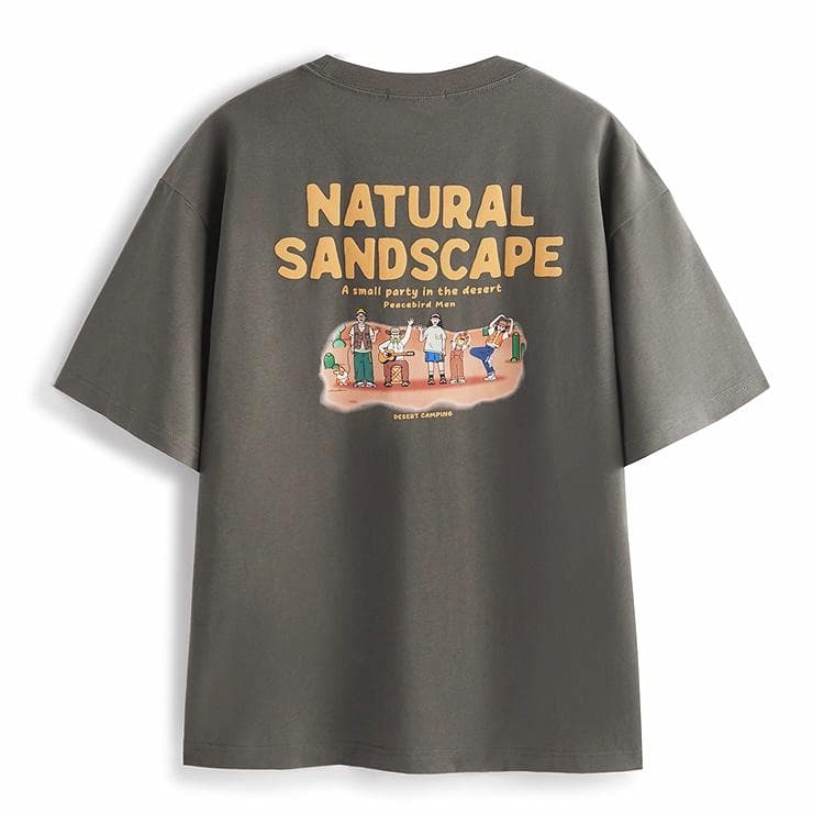 PEACEBIRD MEN Summer Artist Series Colorblock Back Print T-Shirt