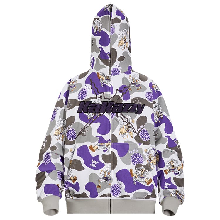 KAKAZZY Camo Zip Hoodie Grey