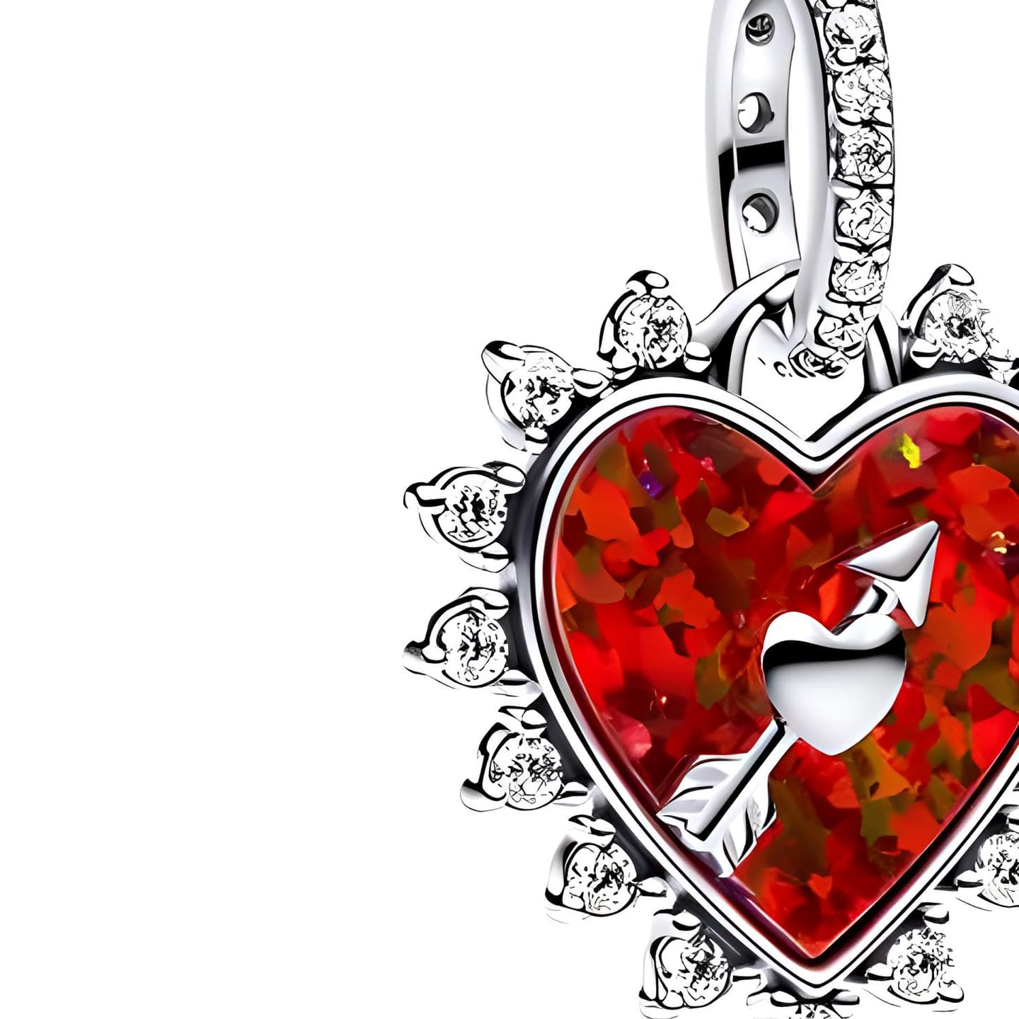 Pandora Cupid's Arrow Heart Pendant 925 Silver Red