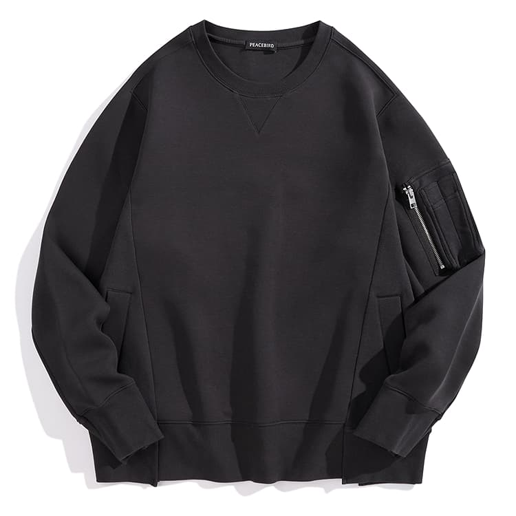 PEACEBIRD MEN Pocket Patch Crewneck Sweatshirt