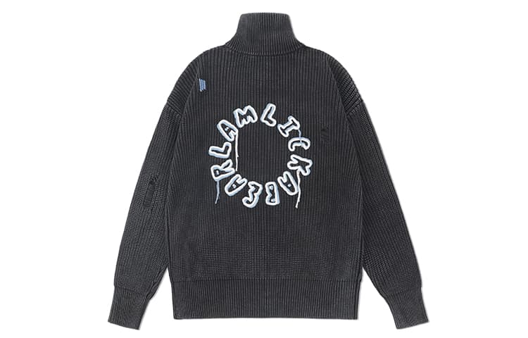 LAMLICKA High Collar Cardigan Sweater Dark Grey