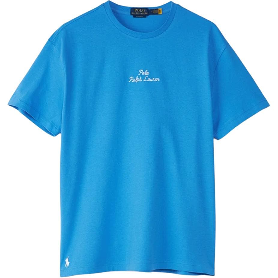 Ralph Lauren Ribbed Crewneck Embroidered Loose Fit T-Shirt Blue