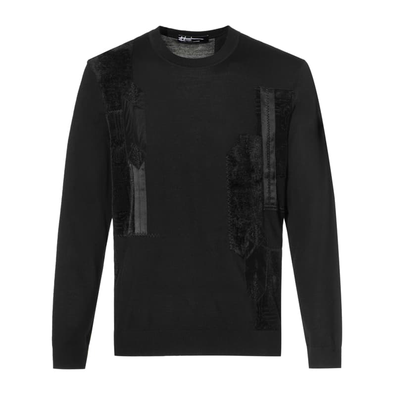 Andrew Mackenzie Solid Jacquard Crewneck Pullover