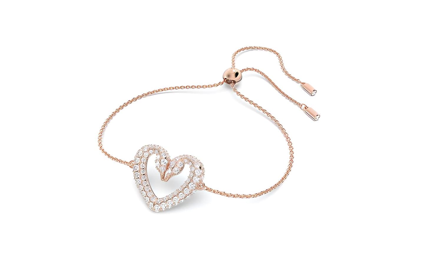 Swarovski Swan Heart Bracelet Rose Gold