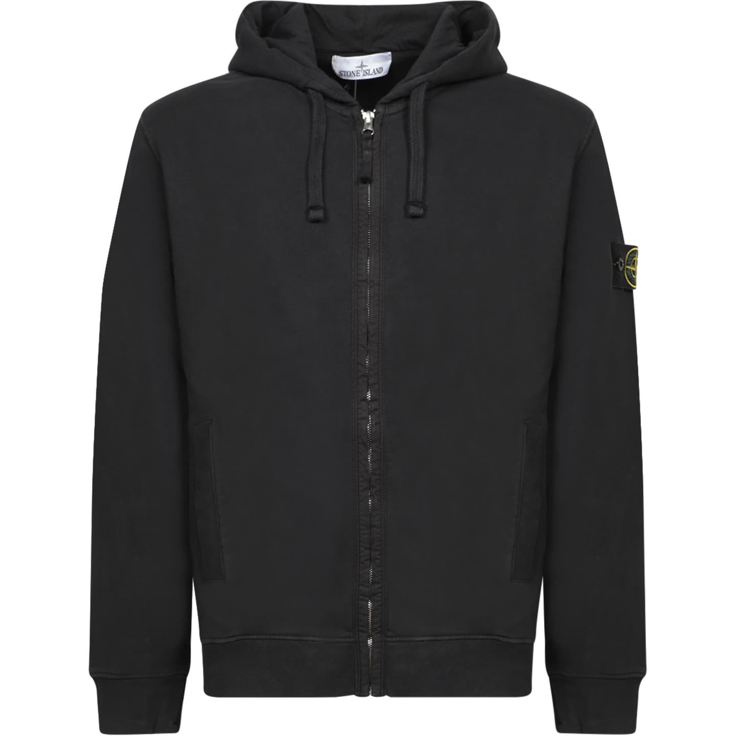 Stone Island Compass Patch Zip Hoodie Black