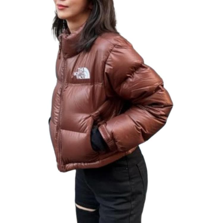 The North Face Logo Print Zip-Up Jacket Women Dark Brown