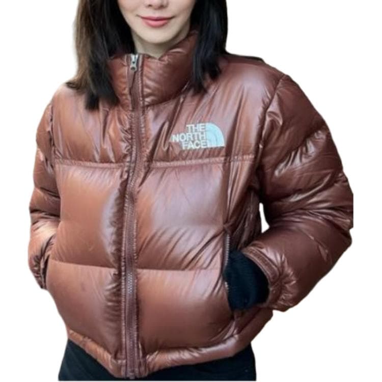 The North Face Logo Print Zip-Up Jacket Women Dark Brown