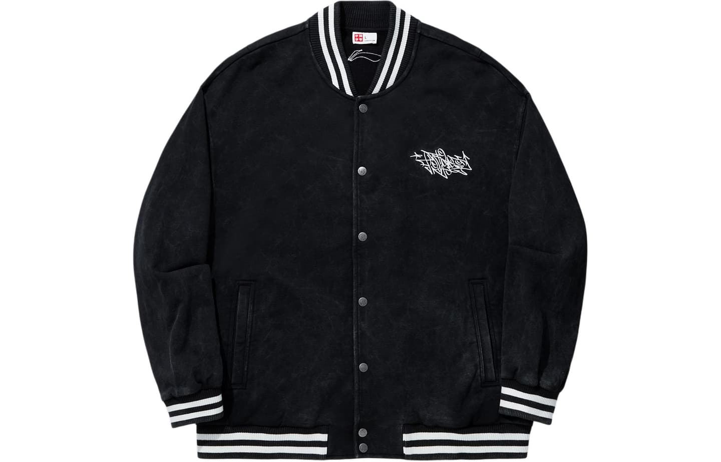 Li-Ning Logo Print Baseball Jacket Black