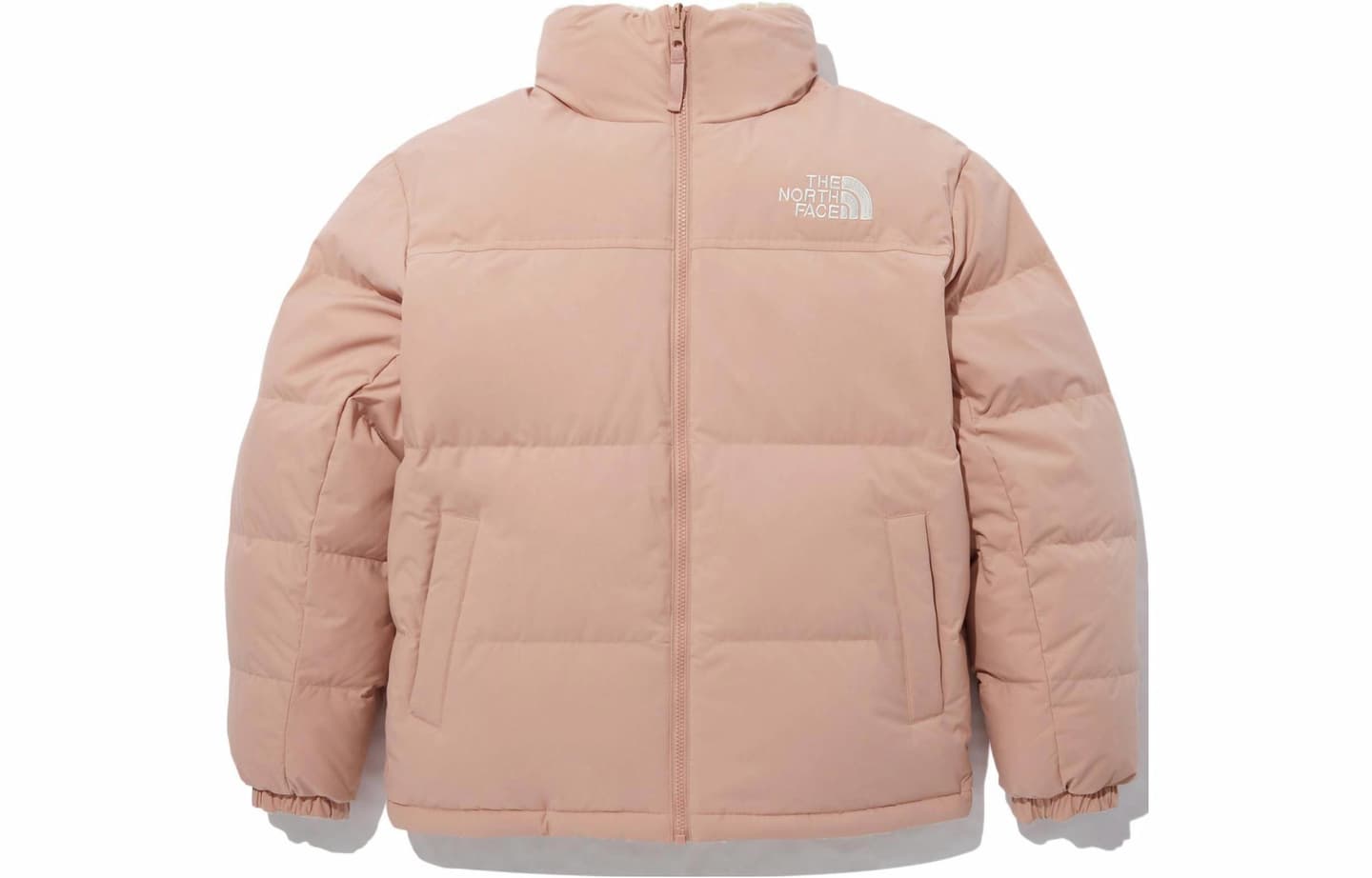 The North Face Logo Embroidered Reversible Down Jacket Light Pink