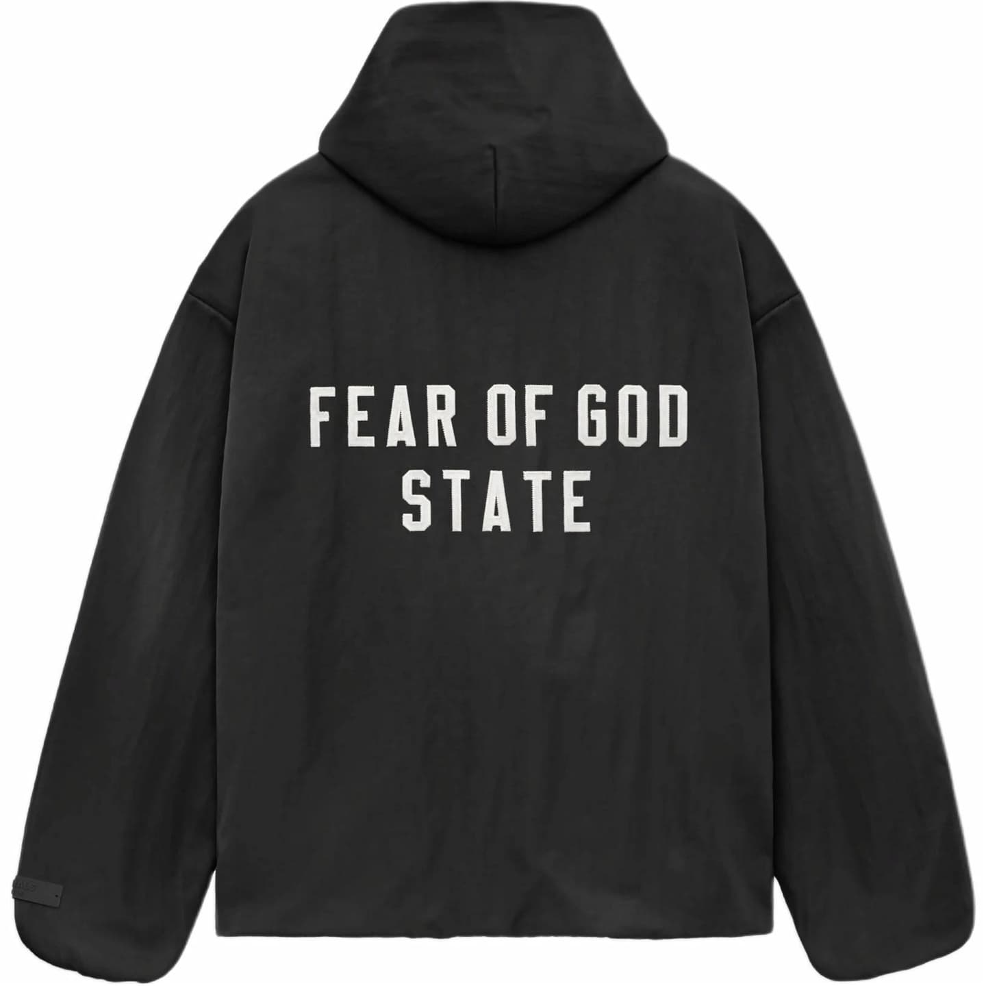 Fear of God Essentials Textured Nylon Hooded Coaches Jacket Black