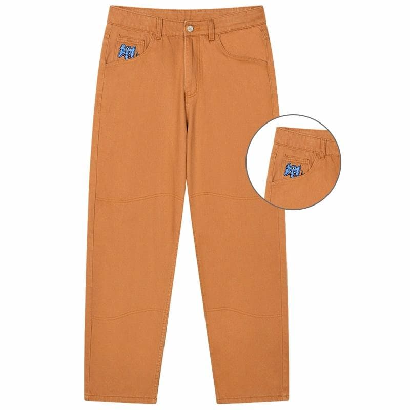 MIND ERROR Embroidered Logo Jeans