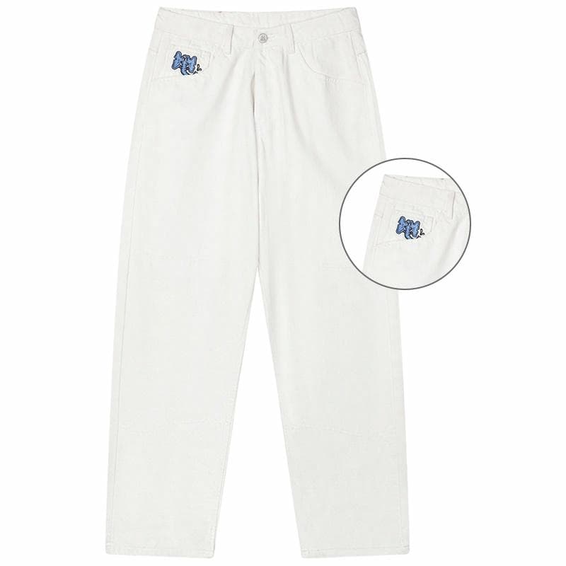 MIND ERROR Embroidered Logo Jeans