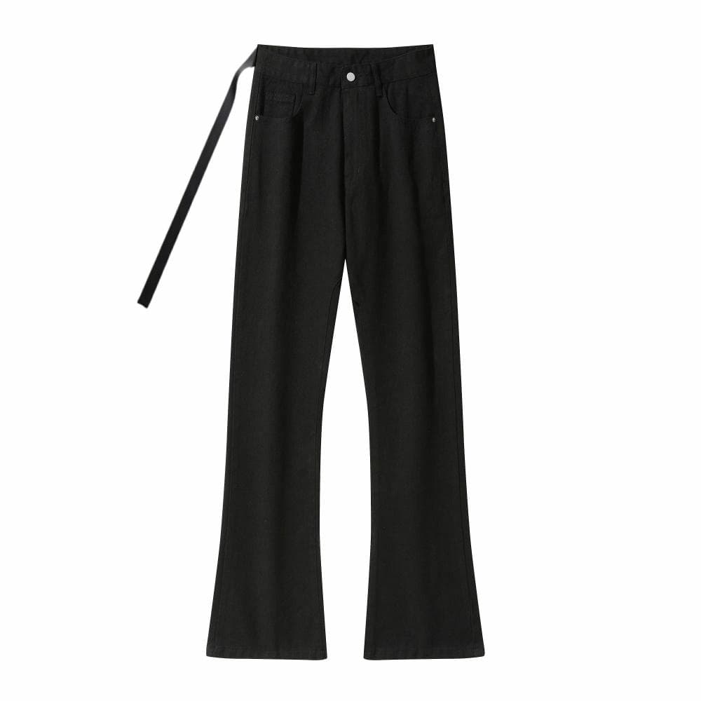 AMBER LIGHT Vintage Washed Loose Straight Jeans Black