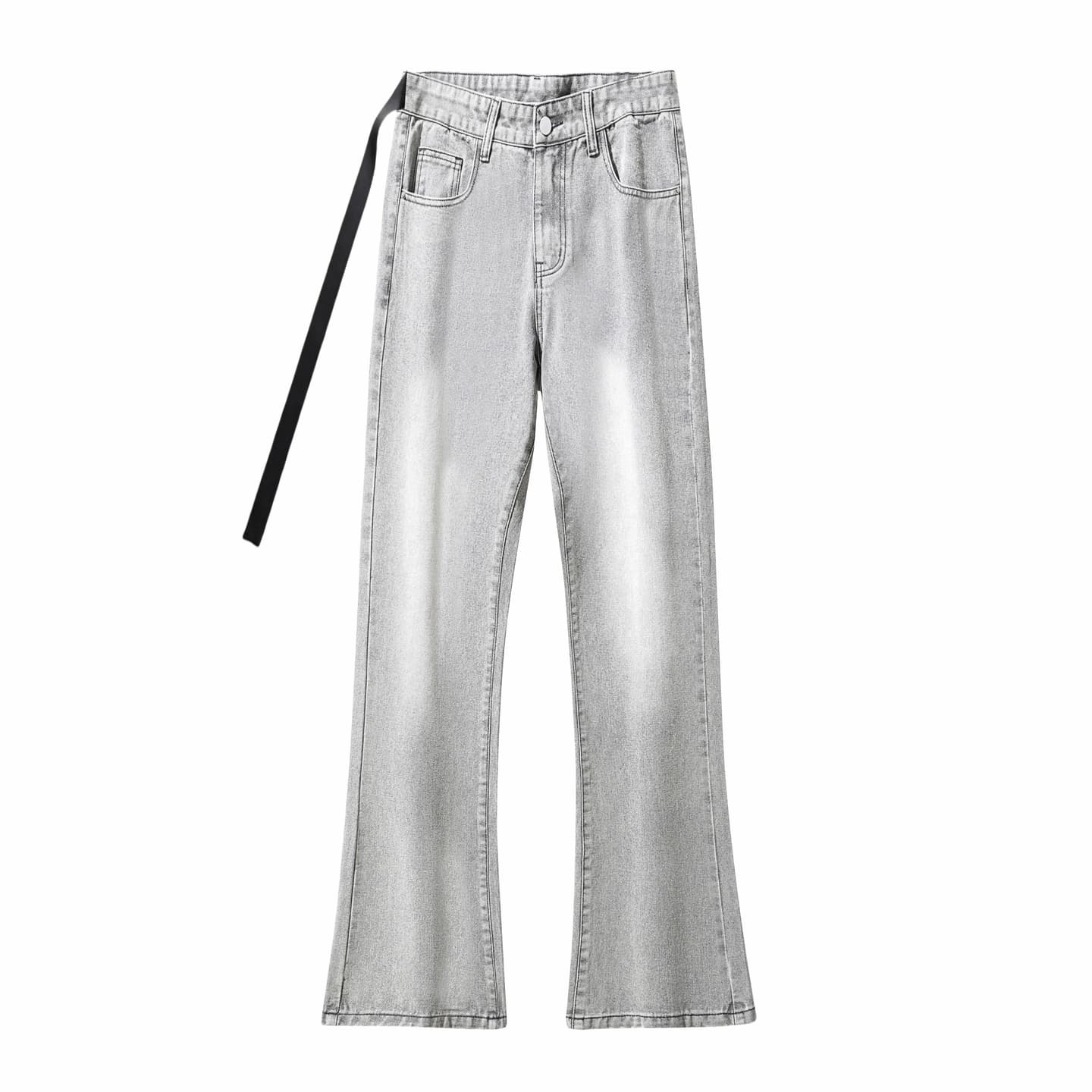 AMBER LIGHT Vintage Washed Loose Straight Jeans Black