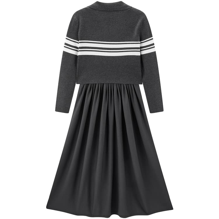 Peacebird Grey Collar Sweater Dress
