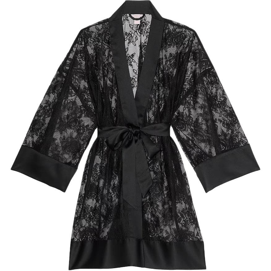 Victoria's Secret Short Tie Robe Black