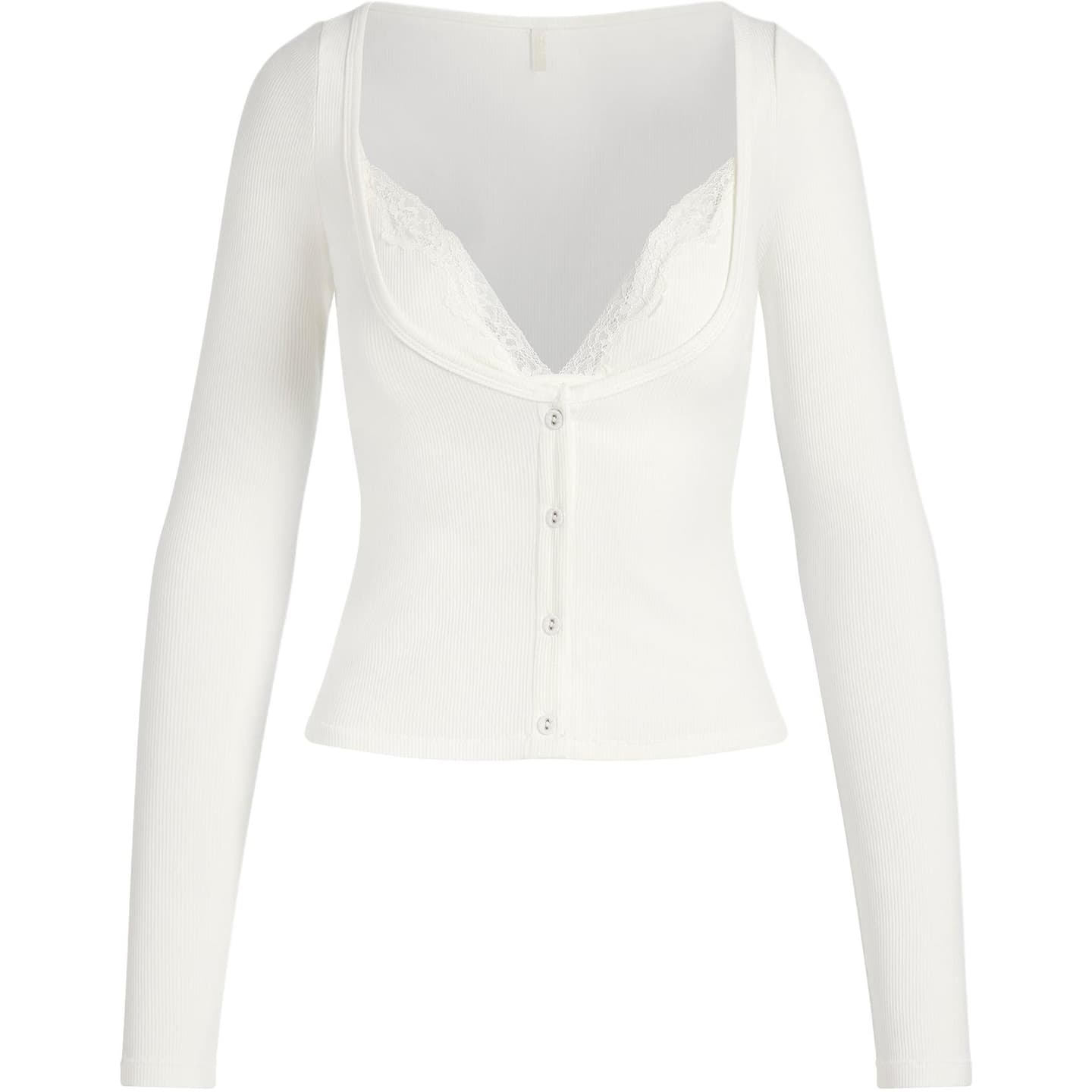 SKIMS Soft Lounge Lace Long Sleeve Top Marble