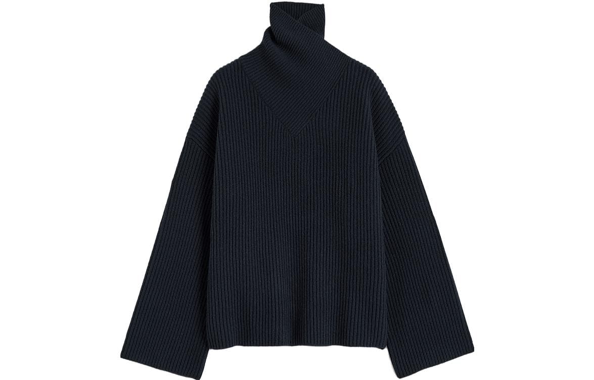 TOTEME FW23 Ribbed Turtleneck Sweater Navy