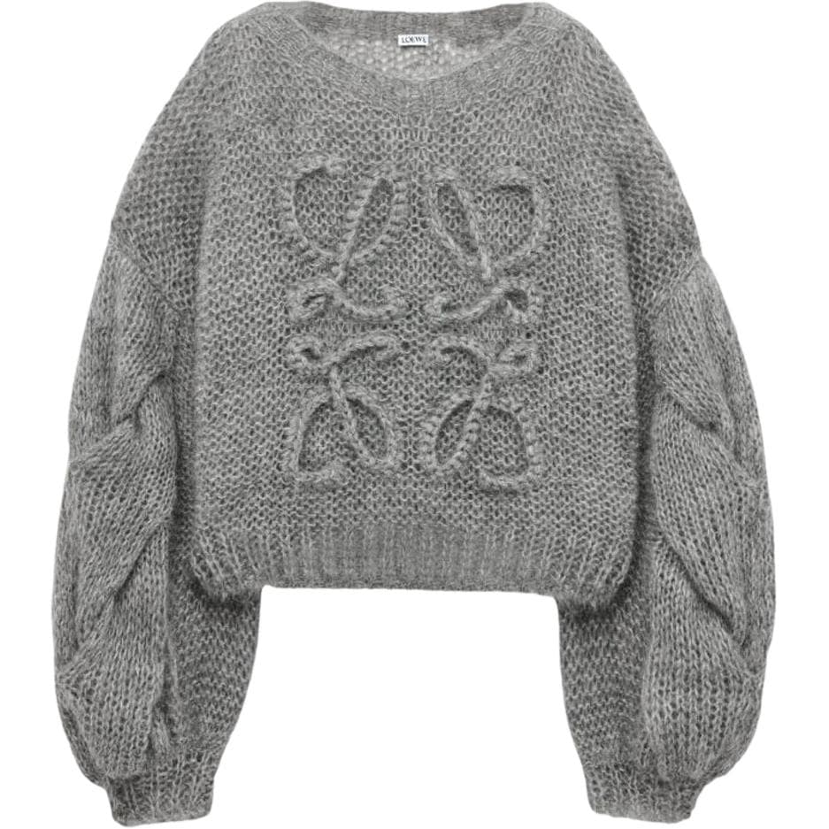 Loewe Hollow Knit Sweater Gray