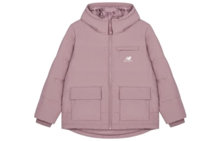 New Balance Logo Zip Hoodie Down Jacket Pink