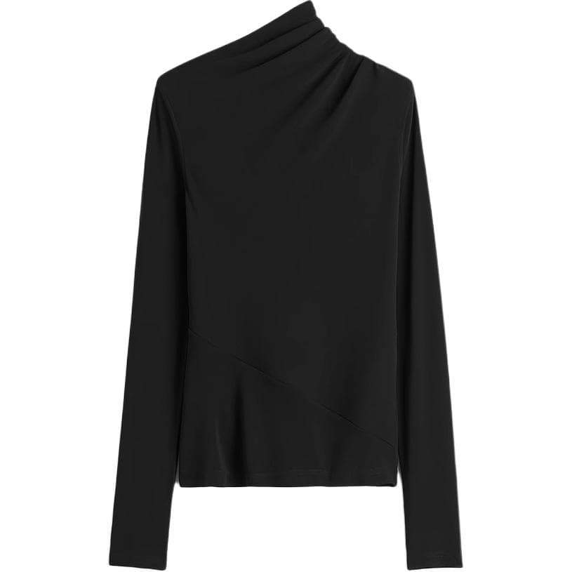 TOTEME FW24 Asymmetric Neck Pullover Tee Black