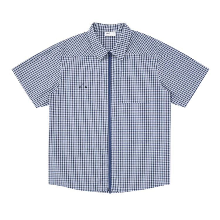 FPA Urban Sports Blue Plaid Embroidered Logo Shirt