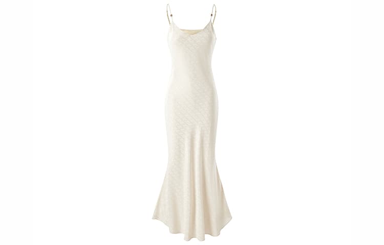 Peacebird Jacquard Slip Dress Beige