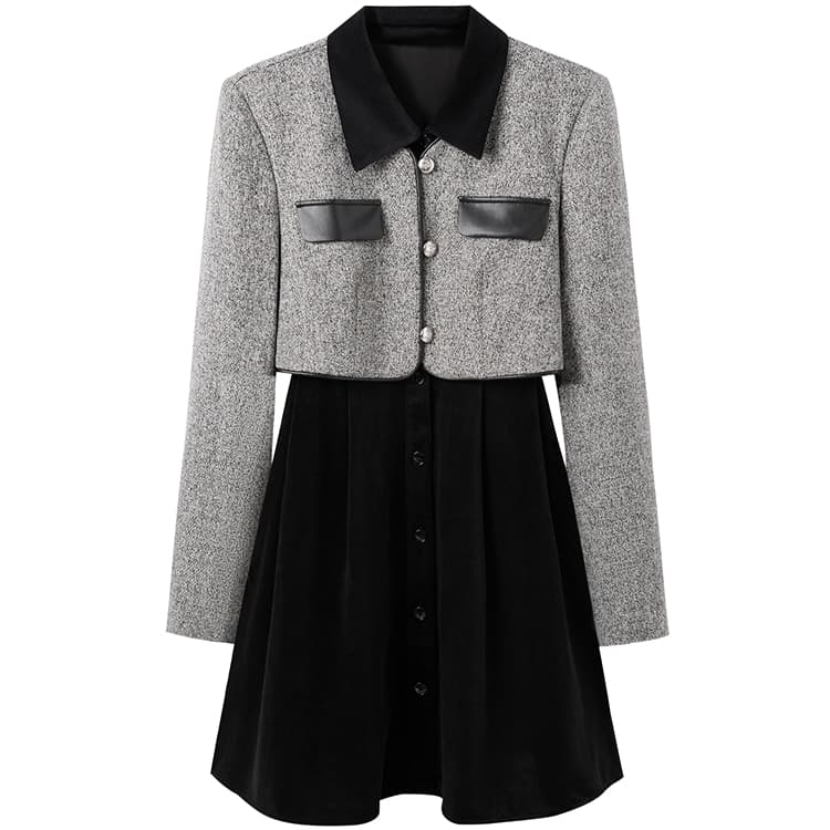 Peacebird Faux Two-Piece Collar Dress