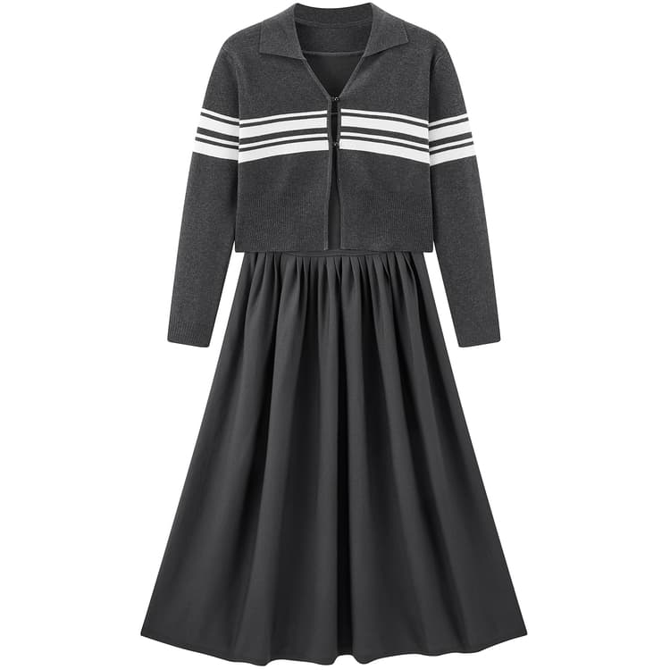 Peacebird Grey Collar Sweater Dress