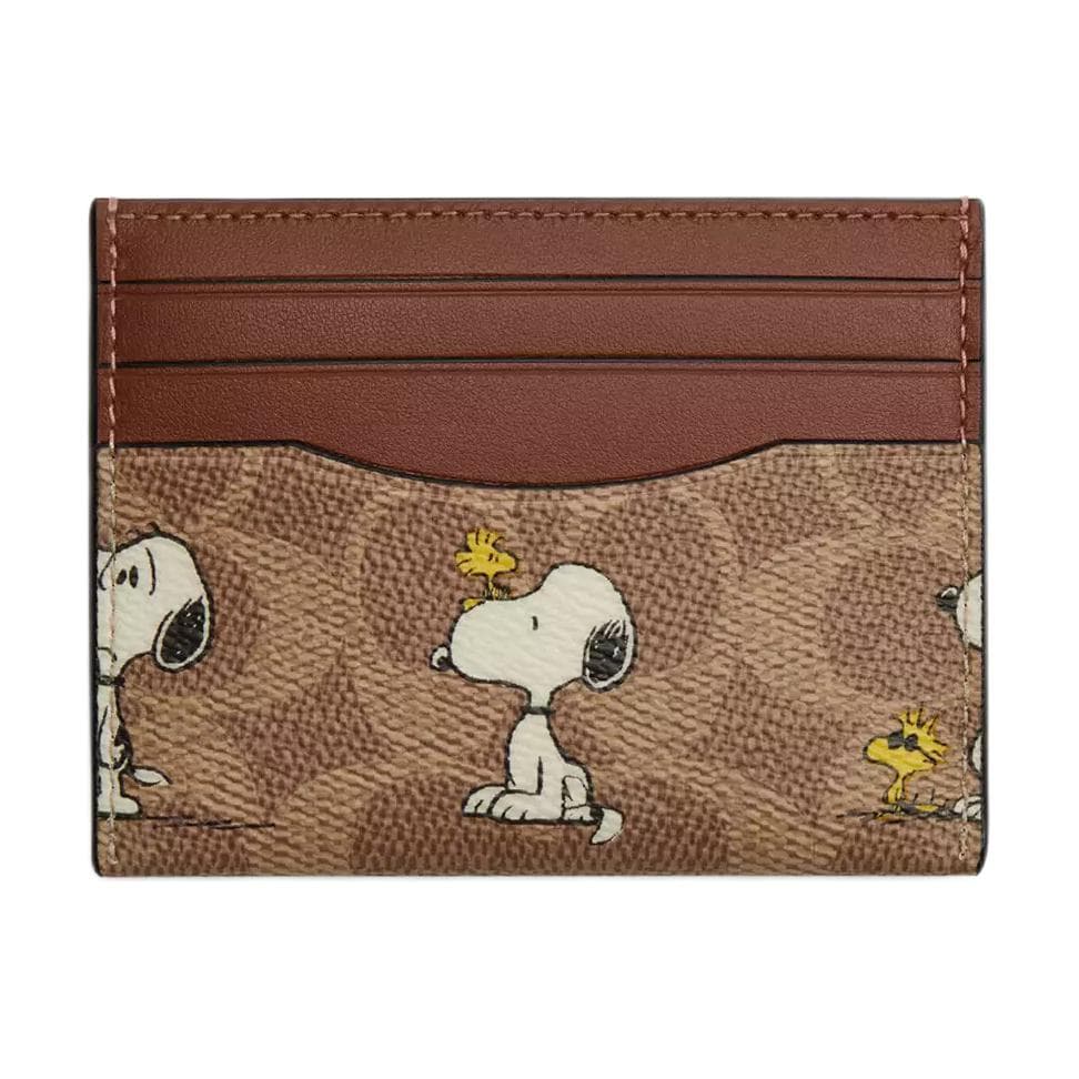 COACH x PEANUTS Slim Card Case Brown