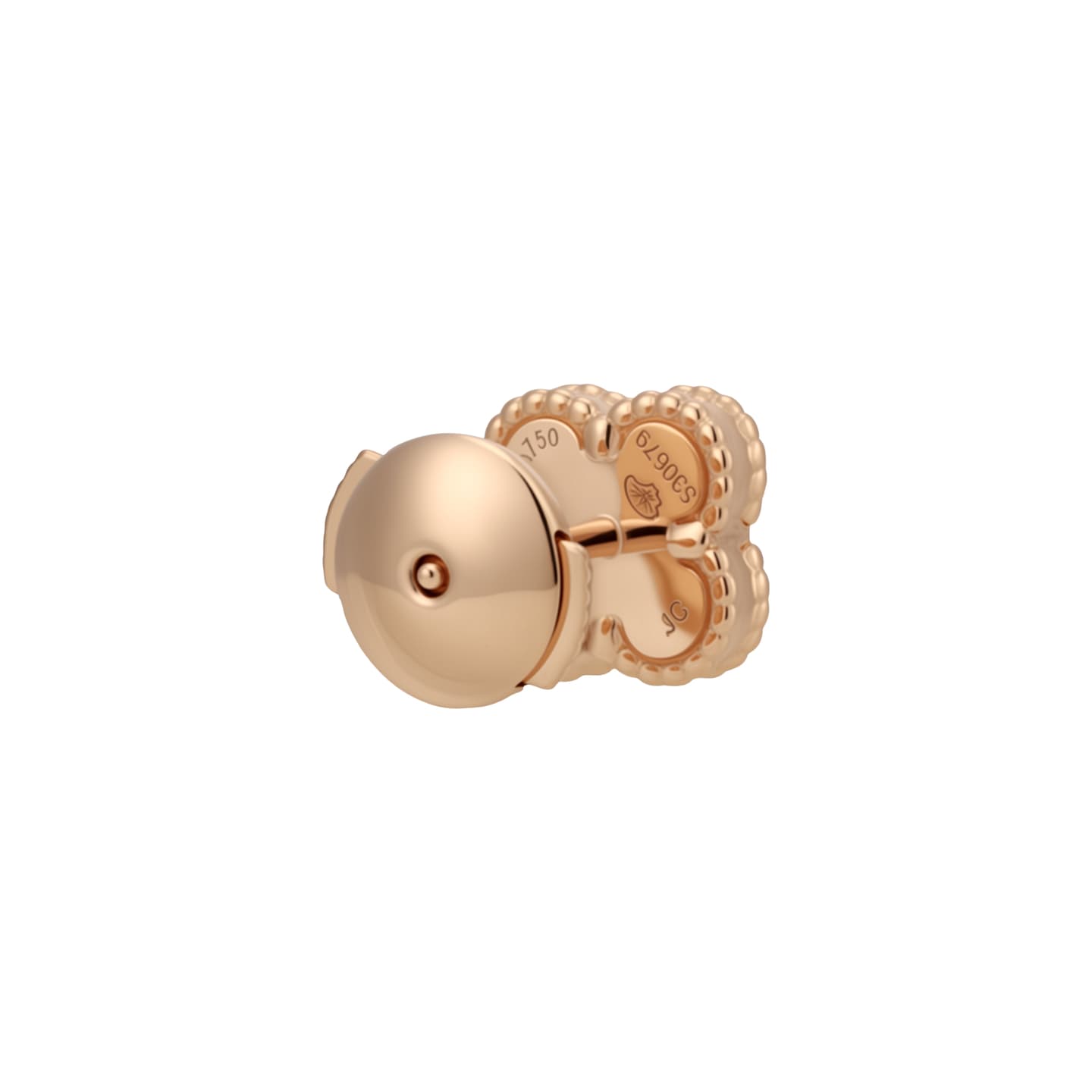 Van Cleef & Arpels Alhambra Carnelian Single Flower Earrings Rose Gold