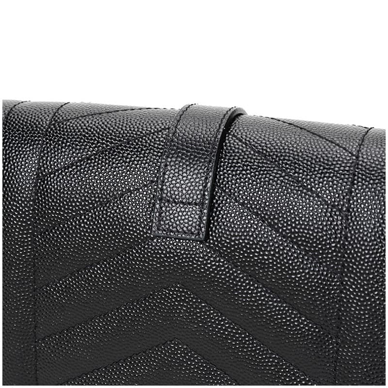 Saint Laurent YSL Monogram Quilted Leather Wallet Crossbody Bag Black