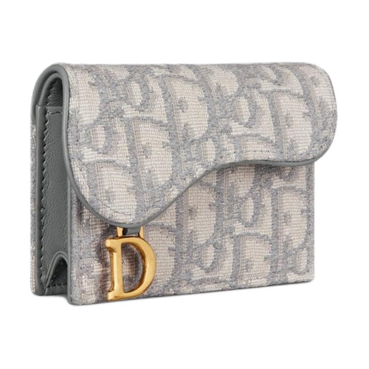 Dior Saddle Oblique Card Holder Grey