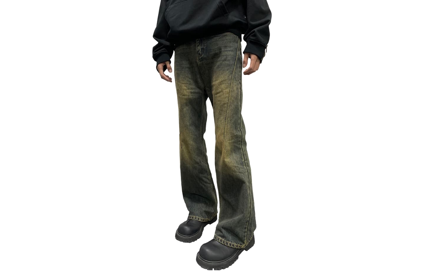 KREATE DENIM Washed Split Slim Flare Jeans