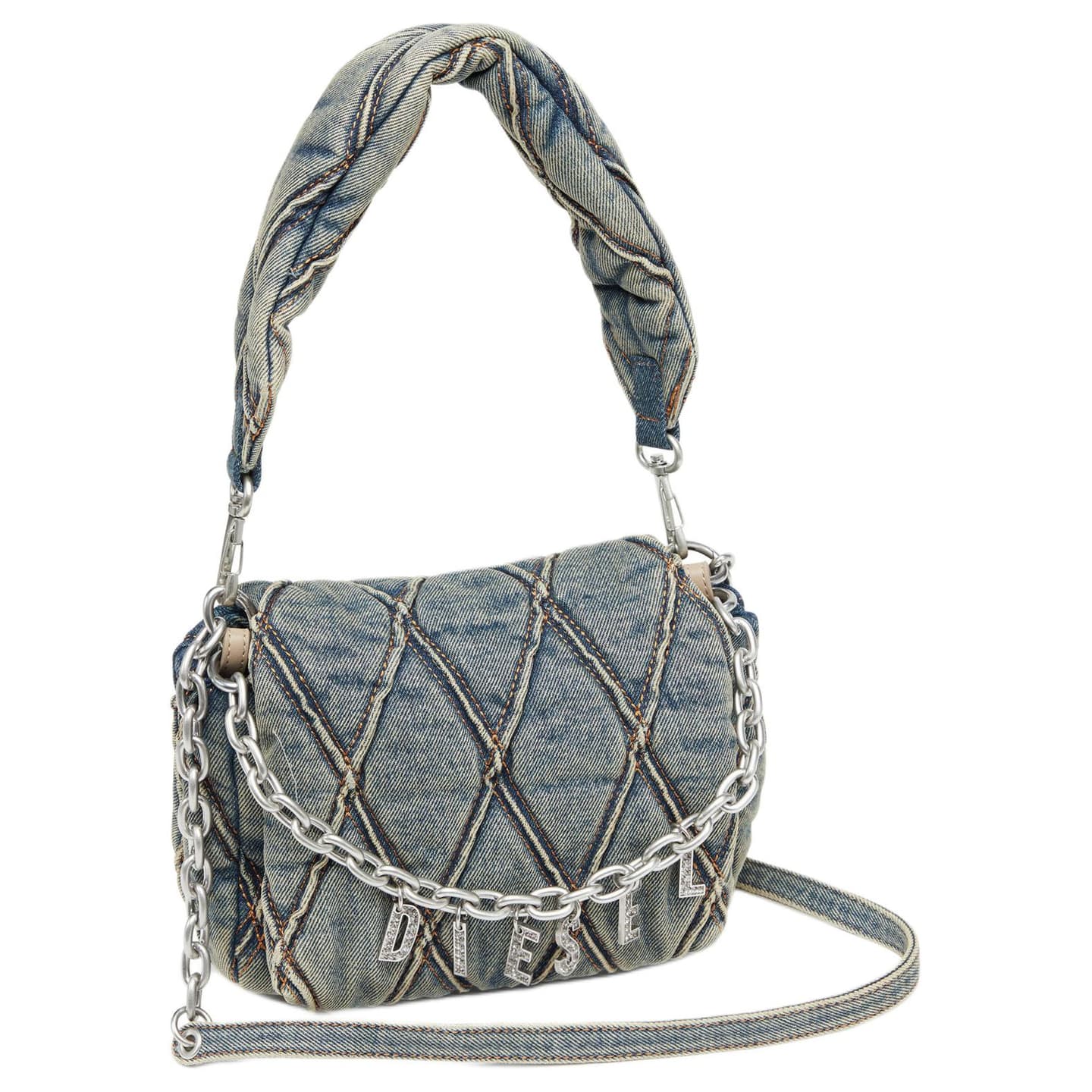 Diesel Quilted Cotton Tote Small Navy
