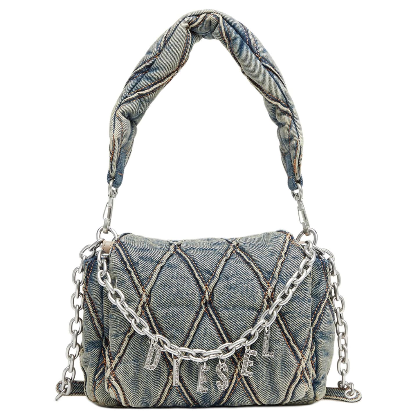 Diesel Quilted Cotton Tote Small Navy